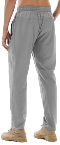 Keloifut Men'S Athletic Hiking Pants Lightweight Quick Dry Travel Fishing Joggers Running Workout Active Track Pants Light Grey L thumb #2