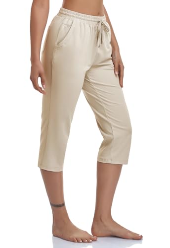 VEOBIKE Women's Joggers Capri Pants Cotton Jersey Pants Drawstring Active Workout Sweatpants Loose Lounge Crop Pants Pockets - image 2