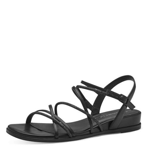 Tamaris Damen Sandalen Imitation Nappa Vegan Sommer; BLACK/schwarz; 37