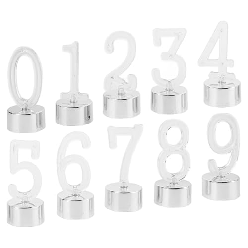 Velas LED de números plateados del 0 al 9 en set de 10 piezas para decoración