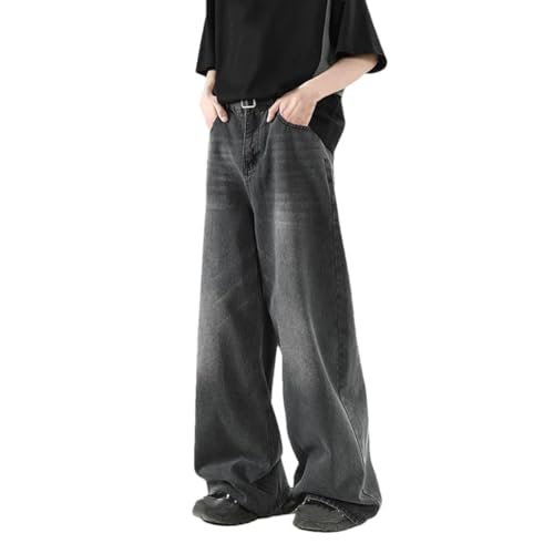 Men's Denim Pants Korean Vintage High Street Straight Casual Loose Wide Leg Denim Pants