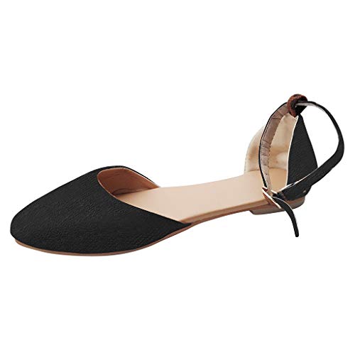Sandalias con Punta Abierta para Mujer Piel sintético Dama Escuela Fashion Sandalias de Talón Abierto para Mujer ZOELOVE/Negro,43
