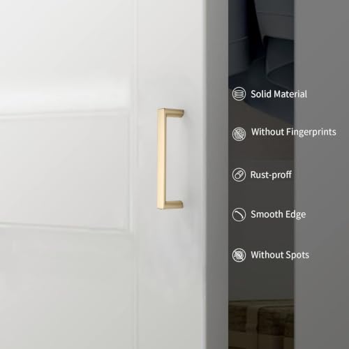 Image of 6 Pack 3 Inch(76mm) Kitchen Cabinet Handles Brushed Gold Cabinet Pulls