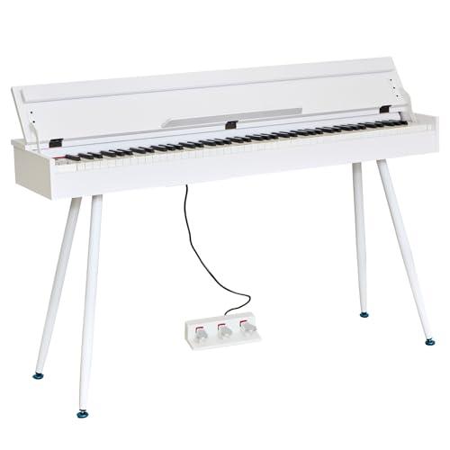 KUMENG Digital Piano 88 Key Weighted Keyboard,Full-Size Desk Progressive Hammer-Action Electric Piano For Beginners, With Sheet Music Stand, Pedal,Power Adapter, Headphone Mode, Usb-Midi