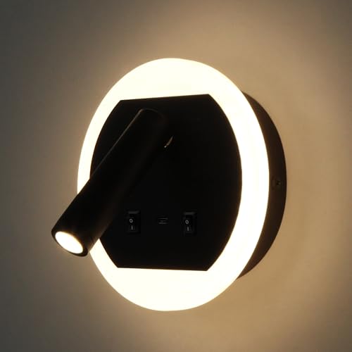 Image of Facon 12V RV Wall Sconce Reading Light with w /18W USB-C Fast Charger, 270 Rotatable Spot Lights with Independent Switches, RV Interior Light for Bedroom, Camper, Trailer, Tiny Homes