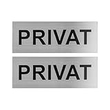 Hinweisschild "PRIVAT", 2 Stück, 16 x 6 cm, 0,8 mm starkes Aluminium Schild, Schild zum Kleben, Privat Türschild für Innen- und Außenbereich, privater Bereich Hinweis für Geschäft, Büro, Restaurant