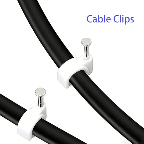 XNUT 100Pcs White Cable Clips with Steel Nails, Multi Sizes 6mm, Wall Mount Wire Holders for Home Office Cable Management image 5