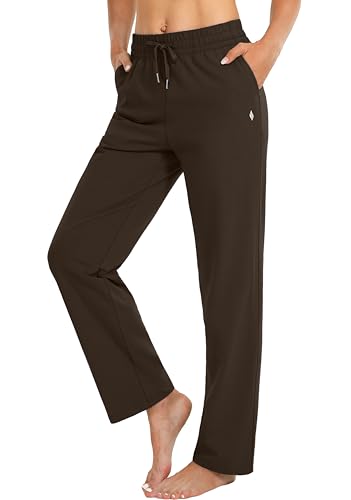 SANTINY Women's Cotton Sweatpants Yoga Lounge Casual Pants Open Bottom Sweat Pants for Women with Pockets