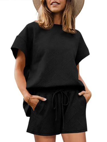 Imily Bela Womens Loungewear Set Short Sleeve Tops and Shorts 2 Piece Outfits Plus Size Oversized Pajama Set with Pockets