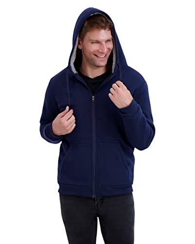 Prime Threads Men’s Full Zip Up Sweatshirt - Fleece Sherpa Lined Hoodie For Men - Warm Jacket Navy #TOP2