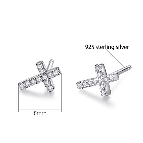 Revemcn 925 Sterling Silver And Stainless Steel Cross Stud Earrings For Women Men, 3 Pairs (3 Pairs) #TOP7