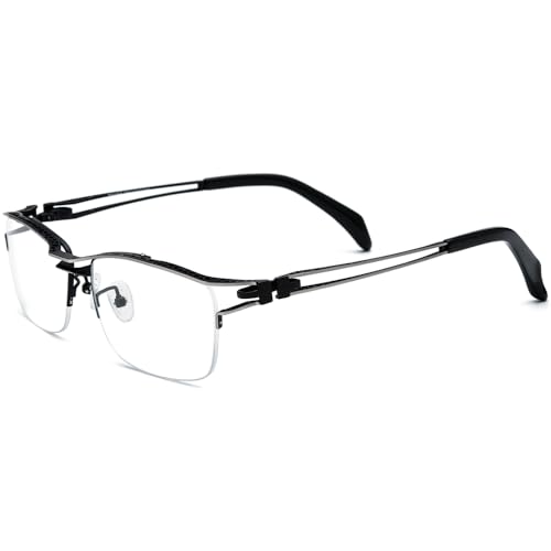 Image of FONEX Pure Titanium Glasses Frame Men Semi Rimless Square Eyeglasses Eyewear DTX416