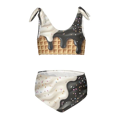 Glaze Caramel Sprinkles Black White Ice Cream Girls Tankini Swimsuit Kids Bikini Sets 2 Pcs Bathing Suit 3T