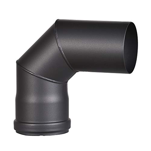 FIREFIX R80/B90 Pelletofenrohr-Bogen aus 1 2 mm starken Stahl in 80 mm Durchmesser für Pelletöfen und Pelletfeuerstellen Senotherm schwarz 90 Grad ohne Tür