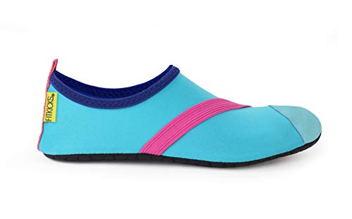 FITKICKS Original Women's Foldable Active Lifestyle Minimalist Footwear Barefoot Yoga Sporty Water Shoes (Large, Blue V2)â€¦