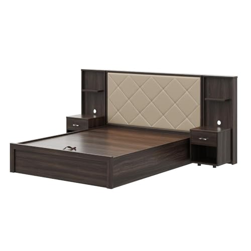 Image of Wakefit Bed | 3 Yr Warranty | Bed Queen Size,Hydraulic Storage,Beige Fabric Cushioned Upholstery Headboard,Density:680-750kg /m,Termite & Borer Resistant,Fits Mattresses Up to 8 inches(Noctis78x60-WM)