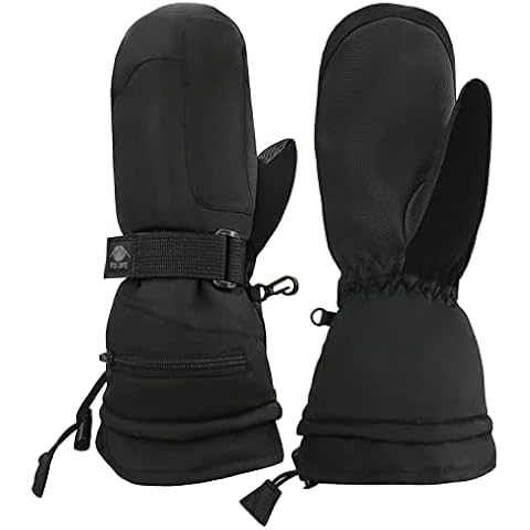 N'Ice Caps Men's Women's Waterproof 100 Gram Thinsulate Ski Mittens and Gloves, Mittens - Black, Women's M Cover