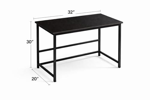 Image of Portable Wood & Metal Computer Desk | Modern Writing Table | Stylish Multipurpose Study Table Best for Home, School, Office Work & More | Ideal for Kids & Adults (Black)