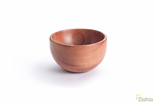Image of Zishta Handmade Neem Wood Soup /Ice Cream /Snack Bowl with Spoon | Set of 2 | Mixing / Snacks & Multipurpose Bowls Pack of 2 | Serving Bowl for Breakfast Snacks Soup Serveware Salad Bowls for Home Kitchen