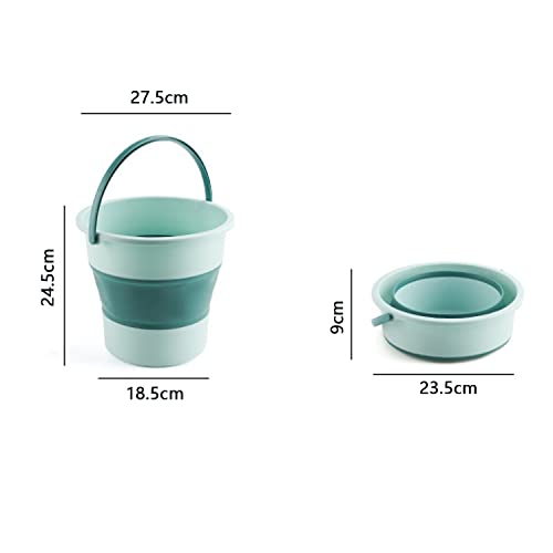 Image of Collapsible Water Bucket, 10L Portable Folding Water Container, Multifunction Foldable Round Tub Water Pot for Fishing, Camping, Car Washing, Home Storage and Outdoors Wash （Green