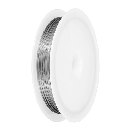 PATIKIL 59FT (18m) 0.02inch (0.5mm) 7-Strand Bead String Wire, Stainless Steel Nylon Coated Bead Cord Stringing Wire for Jewelry Bracelet Beading Making, Silver