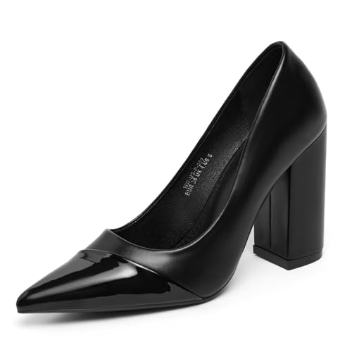 Heels for Women Pumps Closed Toe Chunky High Heel 4inch Pointy Toe Block Heels Business Office Shoes Comfortable Dress Shoes for Women