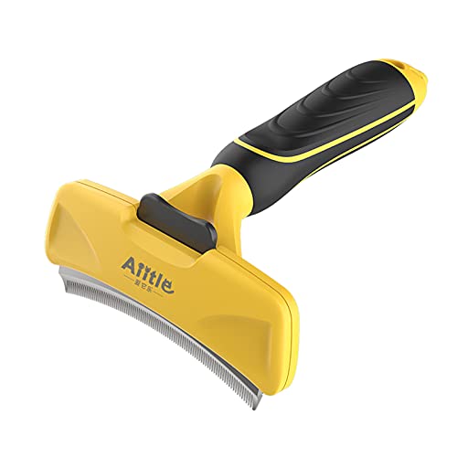 Aiitle Pets Undercoat Deshedding Tool, Grooming Brush for Cats and Small Dogs, Removes Loose Hair and Combats, Reduces Shedding by up to 95% for Long Medium and Short Hair Yellow M