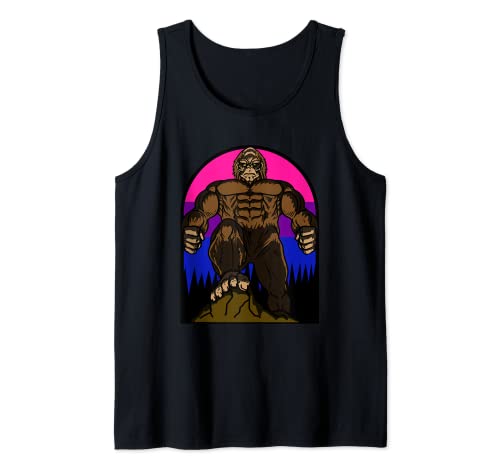 Bisexual Bigfoot LGBT-Q Retro Subtle Bi Pride Flag Ally Tank Top