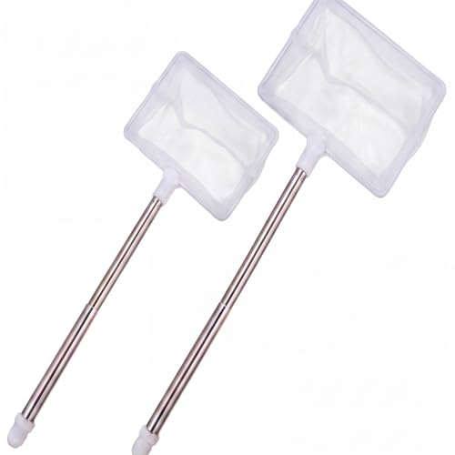 Image of Sumind 2 Pieces Fish Tank Net Aquarium Mesh Fishes Net Long Handle Fish Nets with Extendable 12.5-27.5 Inch Stainless Steel Catch Nets for Aquarium Accessories 4 & 6 Inch
