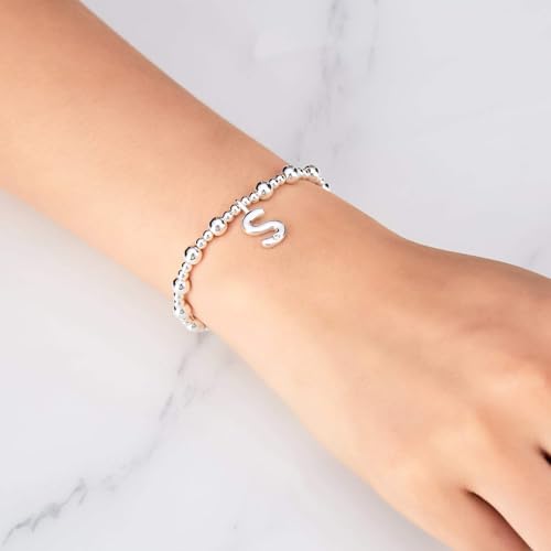 Philip Jones Silver Plated Initial Stretch Bracelets A to Z Created with Zircondia® Crystals - Image 3