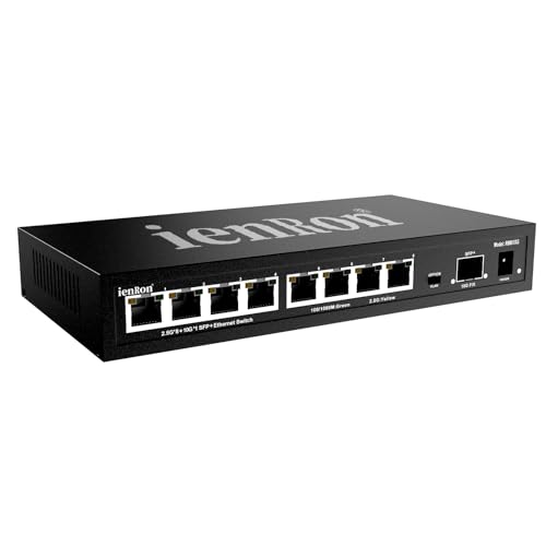 8-Port 2.5G Switch Ethernet,Network,8 x 2.5Gb with 1 x 10GB SFP+Uplink VLAN , 60Gbps Capacity,Full FanlessMetal, Switch Desktop/Wall Mount for NAS, PC,Router,Office,Home,4K Video