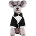 Kuoser Dog Shirt Puppy Pet Small Dog Clothes, Stylish Suit Bow Tie Costume, Wedding Shirt Formal Tuxedo with Black Tie, Dog Prince Wedding Bow Tie Suit (S(Back: 9.1",Chest: 13.1",Neck:9.1", Black)