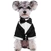 Kuoser Dog Tuxedo Dog Wedding Suit with Bow Tie Formal Dog Tux Pet Wedding Party Birthday Costume Dog Valentines Christmas Halloween Graduation Outfit Cosplay for Small Medium Large Dogs Black S