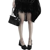 Umhje Lolita Tights for Women Girls Whimsy Clothes Doll Joint Stockings Funky Emo Gothic Tights 2000s Harajuku Aesthetic (Black Thin)