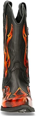 New Rock 7921 S2 Men's Red and Black Flame Western Cowboy Zip Boots 41 | Image 4