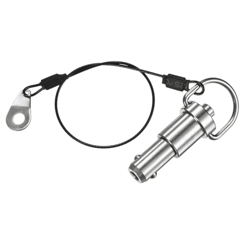 M METERXITY Push-Button Ball Locking Pin, 15/32" [12mm] Dia., 25/64"[10mm] Usage Length Ring Quick Release Lock Pins W Lanyard Cable for Speaker/Aviation/Gym/Machine [304 Stainless Steel]
