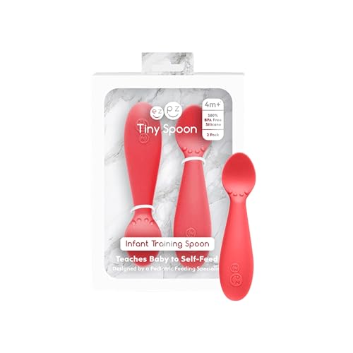 ezpz Tiny Spoon (2 Pack in Coral) - 6 Months+