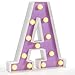 Pooqla LED Marquee Letter Lights, Light Up Alphabet Marquee Letters Sign for Night Light Birthday Wedding Party Christmas Lamp Home Bar Decoration, Purple Letter A