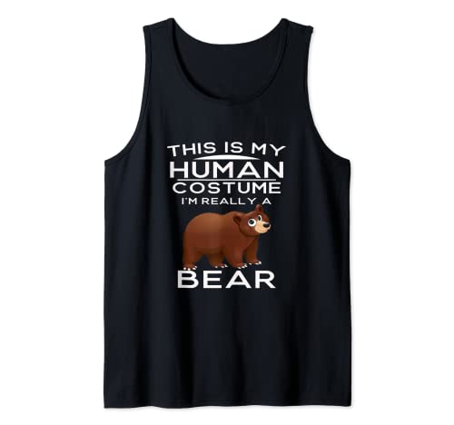 This Is My Human Costume I'm Really A Bear Funny Graphic tee Tank Top