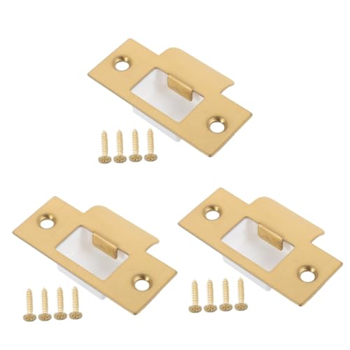 NAMOARLY 3 Sets Metal Strike Plates Door Strike Plates Black Finish Front Door Reinforcement
