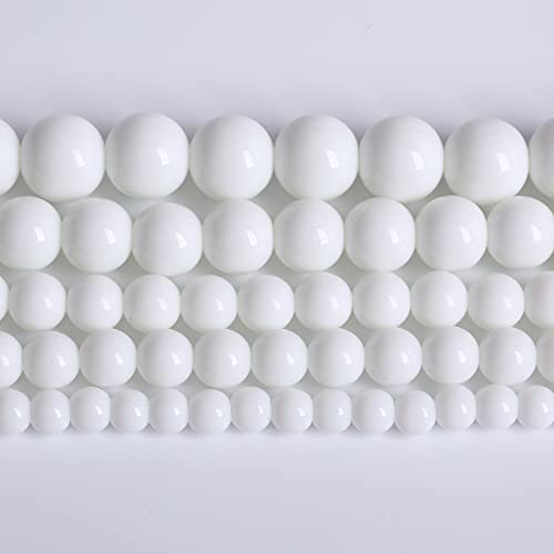 4mm 90pcs Natural White Porcelain Agates Stone Round Beads for Jewelry Making Spacer Loose Spacers Beads DIY Bracelets 15" Strand (White Porcelain Agate, 4mm)