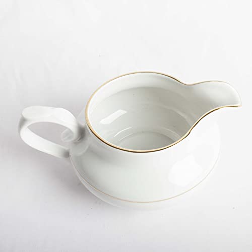 Franquihogar - Salsera para salsas de porcelana blanca con filo de oro 350 mL para servir aperitivos y decoración y bandeja pequeña de aperitivos a juego | BREMEN