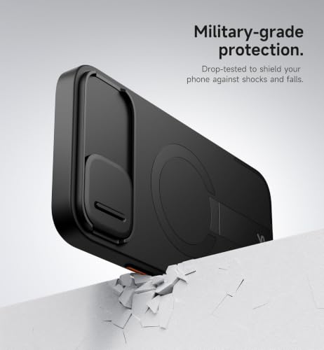 Image of SURITCH for iPhone 14 Plus /15 Plus Case with Magnetic Camera Slide Cover and Adjustable Kickstand, Compatible with MagSafe, Shockproof Bumper Case Slim Protective Cover 6.7 Inch, Black