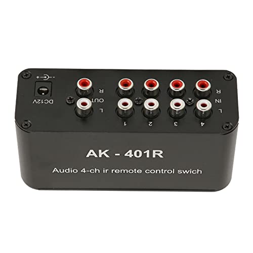 Annadue 4 Way RCA Switch AV Splitter Switch, 4 in 4 Out Composite Video L/R Audio Audio AV Selector Box RCA Stereo Switch with IR Remote Control for STB Game Console, DVD