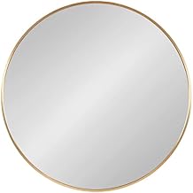 Kate and Laurel Zayda Modern Round Metal Framed Wall Mirror, 24 Inch Diameter, Gold, Stunning Minimalist Circle Mirror with Smooth Curves