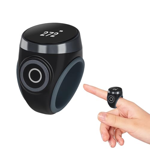 Wasserdicht Smart ZäHler Klicker - Digitale Tragbarer HandzäHler mit 2 Silikonring Maschenzähler Verstellbare Größe Touchscreen Click Handzähler Reihenzähler Stricken für Inventur Sport Golf