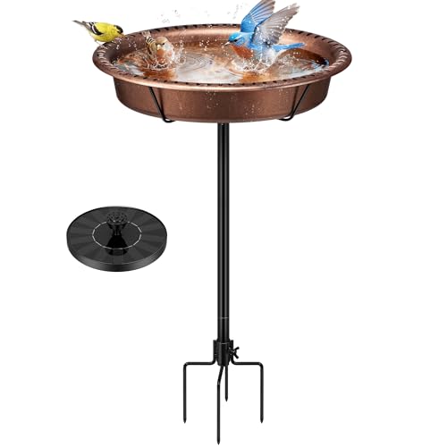 VIVOHOME Oval Bird Bath with Solar Fountain for Outside, Weather-Resistant ABS Birdbath Bowl with Solar Powered Pump, Metal Ground Stake for Outdoor, Garden, 1.3 Gallons, Bronze by VIVOHOME - Used condition - CA$56.74