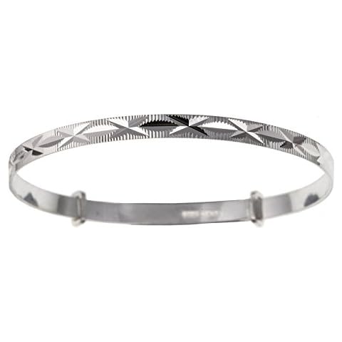 Designer Inspirations Boutique Diamond Cut Kiss Expanding/Expandable LARGE BABY Bangle Bracelet - 925 Sterling Silver Cover