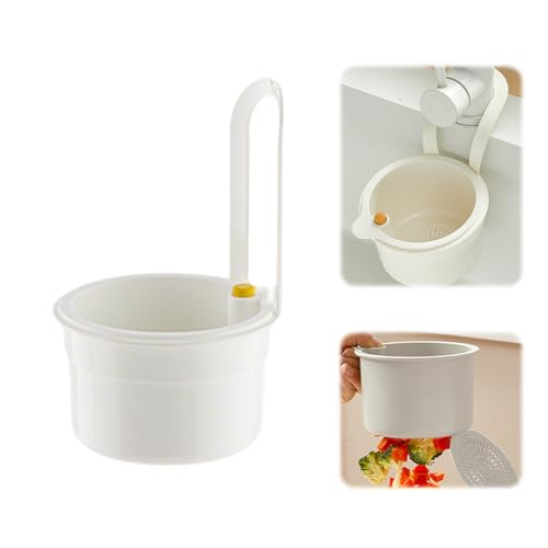 Abflusskorb, Multifunktionales Hängendes Verstellbar Spülbecken Sieb, Spülbecken Organizer Küchen, Spülbecken Filterkorb, Essensreste Auffangbehälter, Küchen Organizer für Küchenspülen (Weiß)