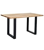 Home Heavenly® - Mesa Comedor Madera Derby Estilo Industrial, Mesa Madera Roble Sellado, Patas Metal Forma 'U' (140 x 80 cm)